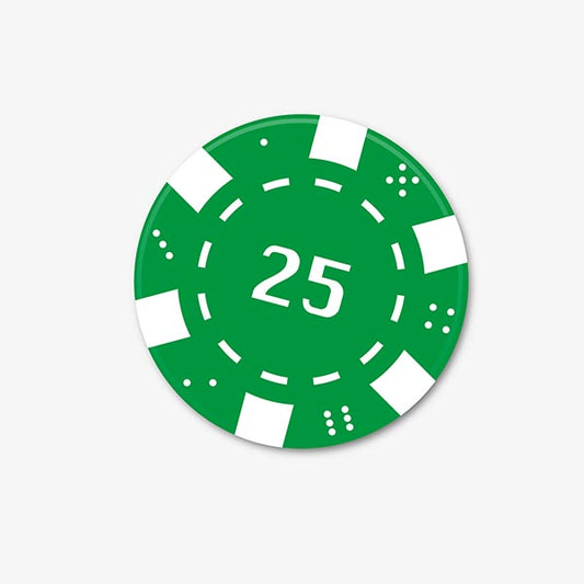 Number 25 Green Casino Chip Coaster