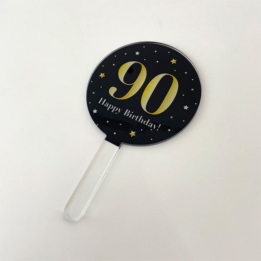 Black and Gold Milestone Birthday Cake Topper