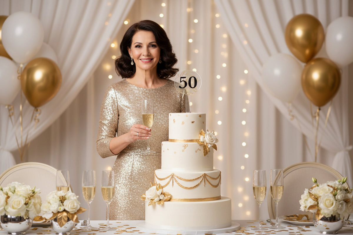 Gold Leaf Milestone Birthday Cake Topper