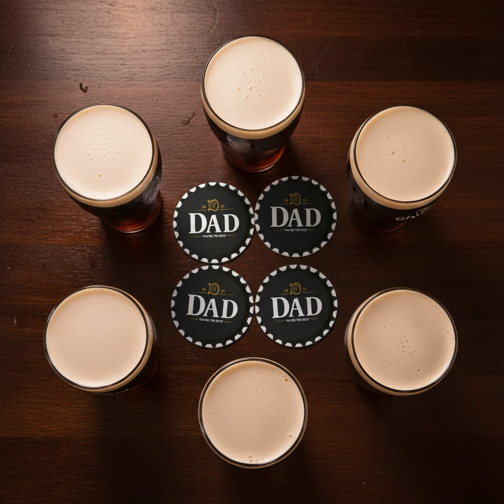 Best Dad Guinness Style Printed Coaster
