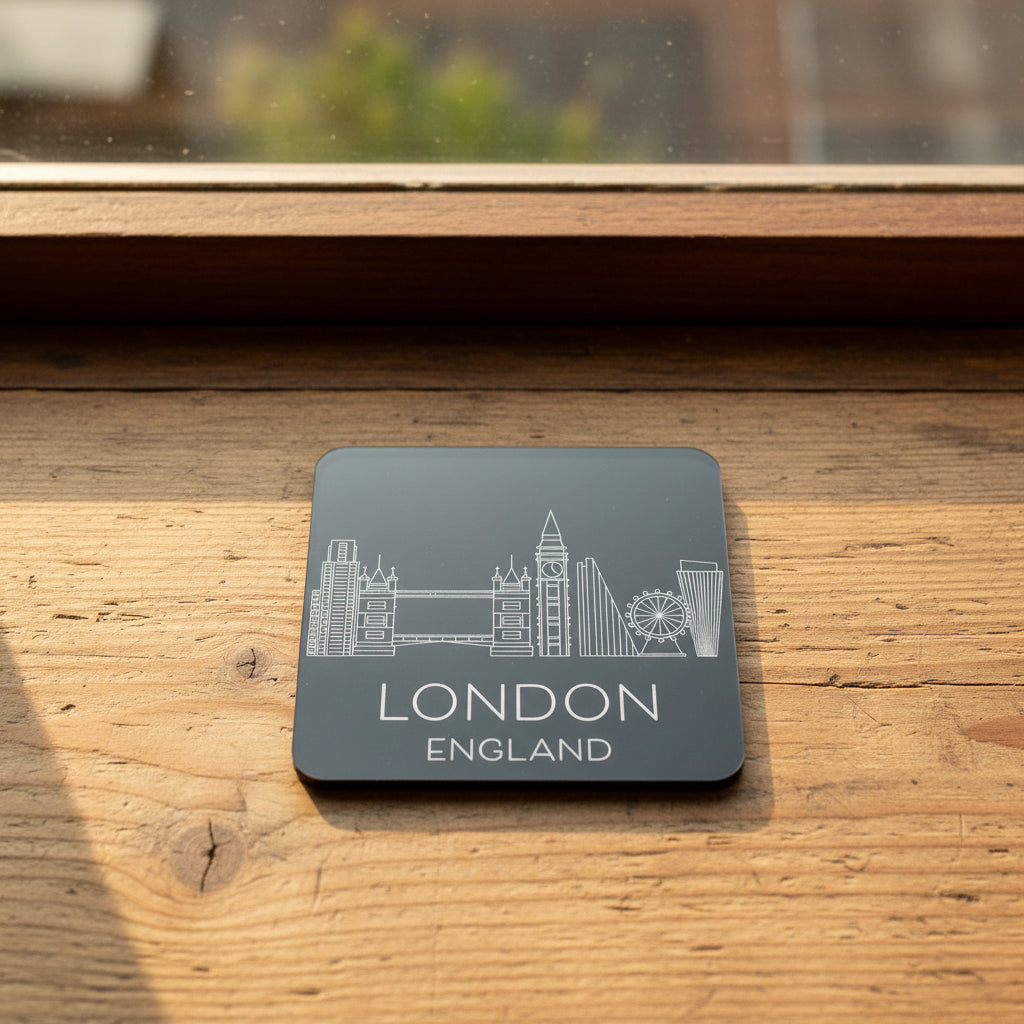 Set of 4 Black City Skyline Coasters