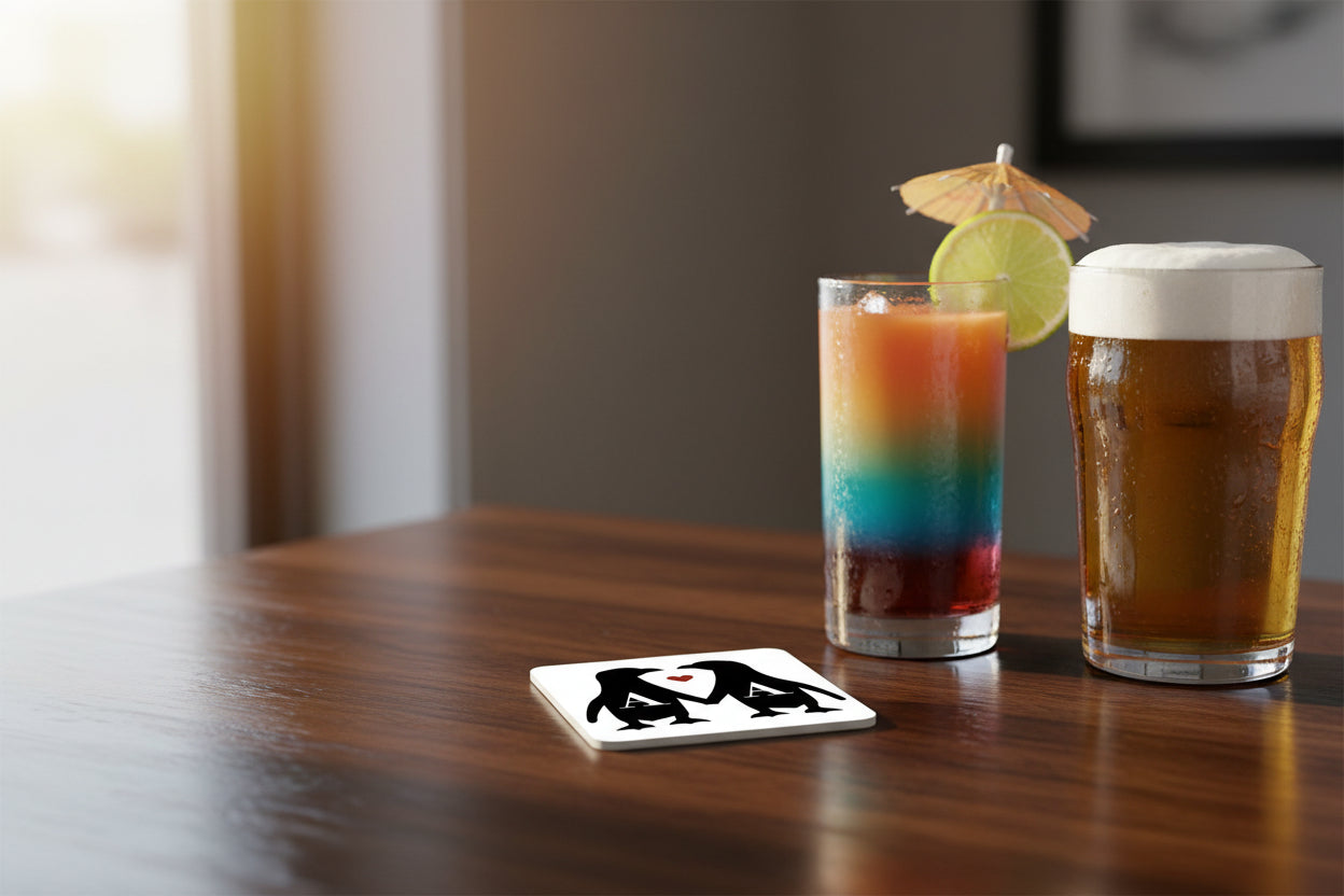 Personalised Couples Initial Penguin Coaster