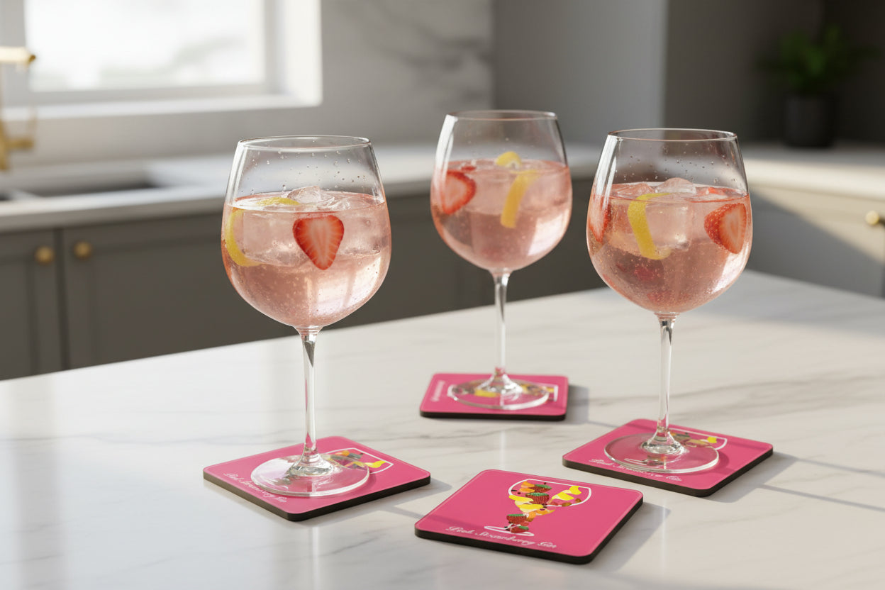 Pink Strawberry Gin Coaster