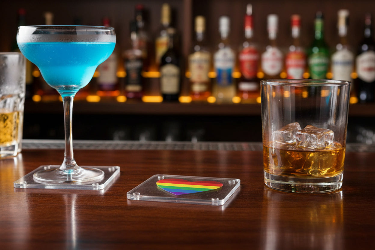 Rainbow Heart Square Coaster