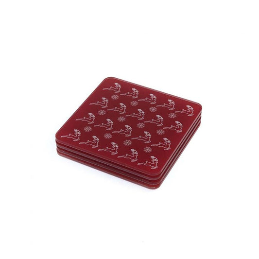 Red Christmas Coaster Set