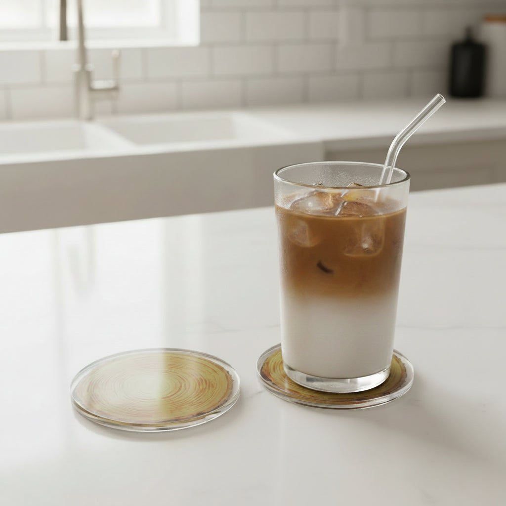 Round Wood Effect Coaster