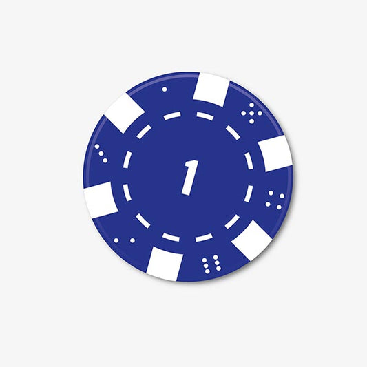 Number 1 Blue Casino Chip Coaster