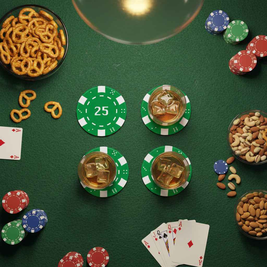 Number 25 Green Casino Chip Coaster