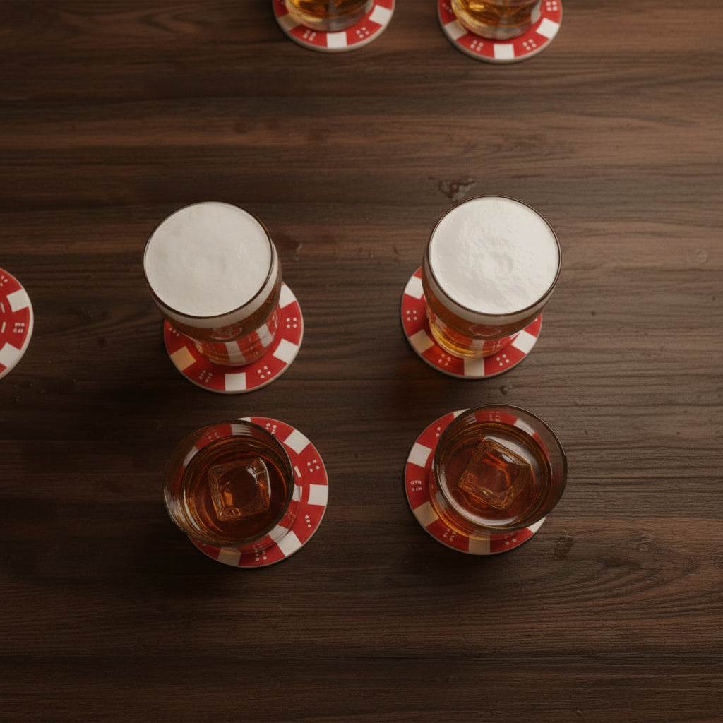 Number 5 Red Casino Chip Coaster