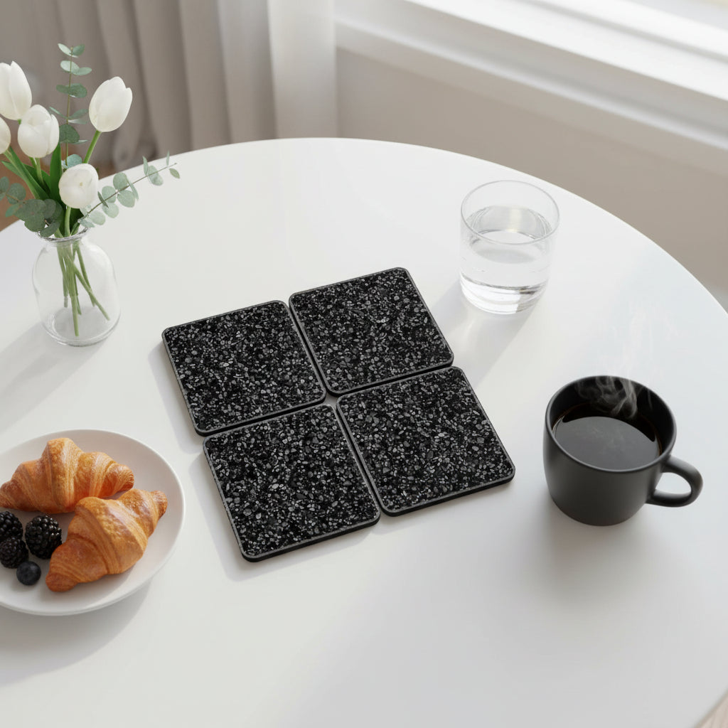 Black Granite Effect Square Coaster