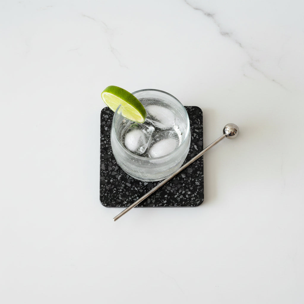 Black Granite Effect Square Coaster