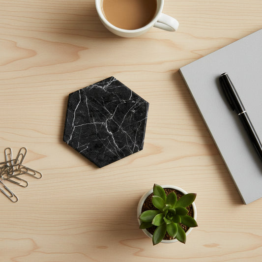 Black and White Marble Hexagon Coasters