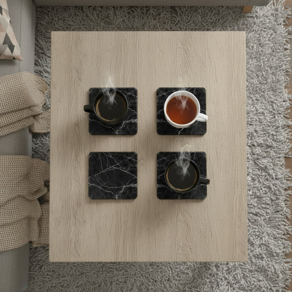 Black Marble Effect Square Coaster