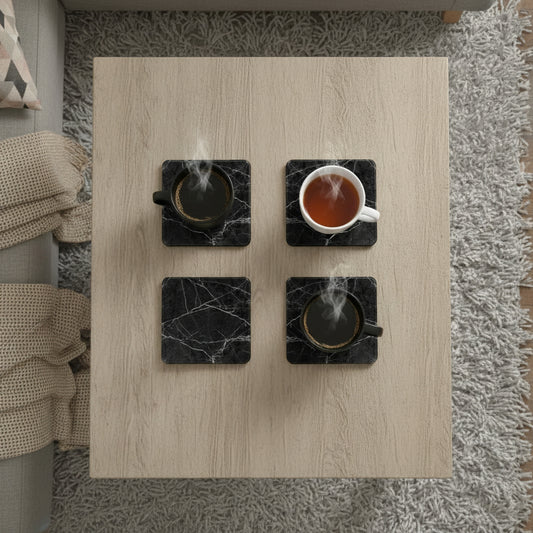 Black Marble Effect Square Coaster