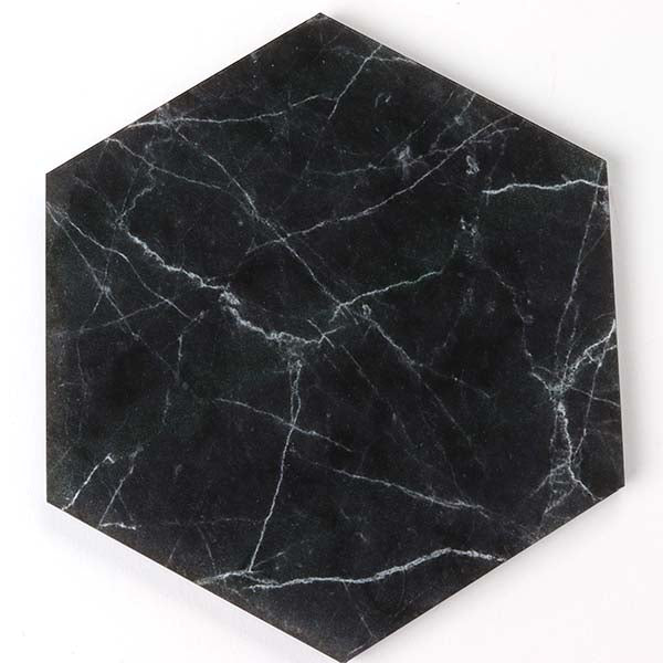 Hexagon Black Marble Effect Coaster