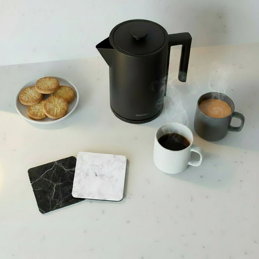 Black and White Marble Square Coasters – Set of 2