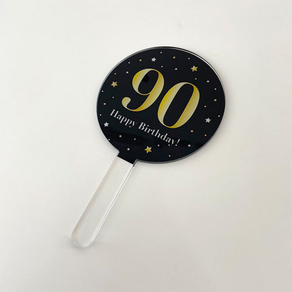 Black and Gold Milestone Birthday Cake Topper