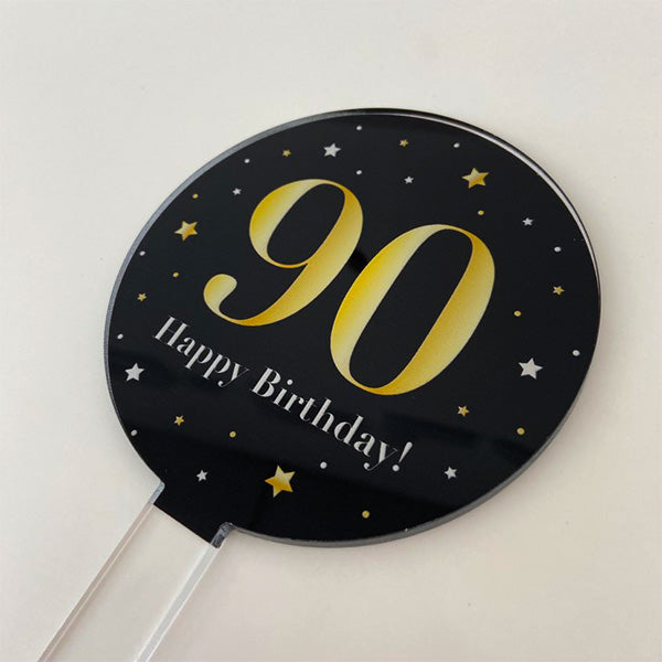 Black and Gold Milestone Birthday Cake Topper