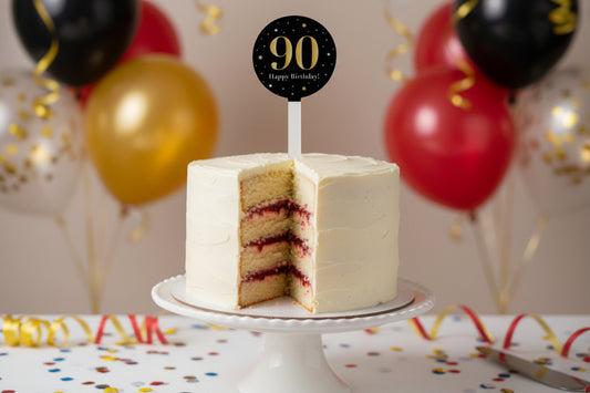 Black and Gold Milestone Birthday Cake Topper