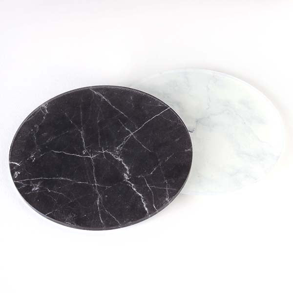 Black and White Marble Effect Round Coasters – Set of 2