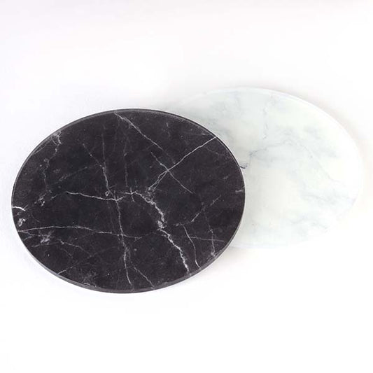 Black and White Marble Effect Round Coasters – Set of 2
