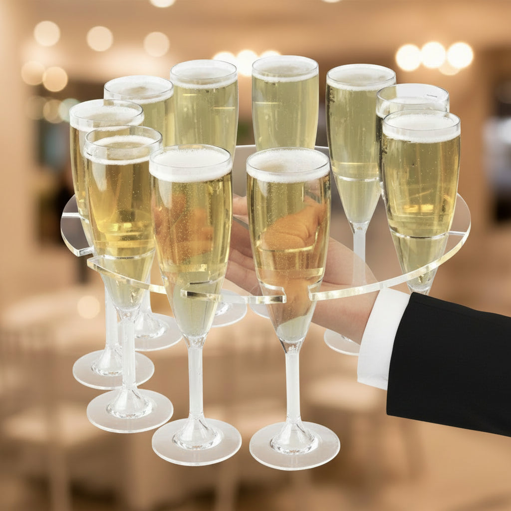 Pack of 10 Acrylic Champagne Flute Serving Trays