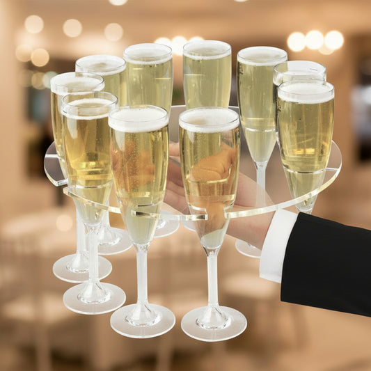 Pack of 10 Acrylic Champagne Flute Serving Trays