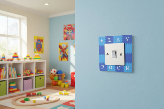 Blue Children’s Playroom Light Switch Surrounds / Socket Surrounds