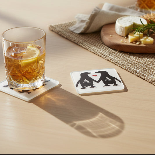 Personalised Couples Initial Penguin Coaster