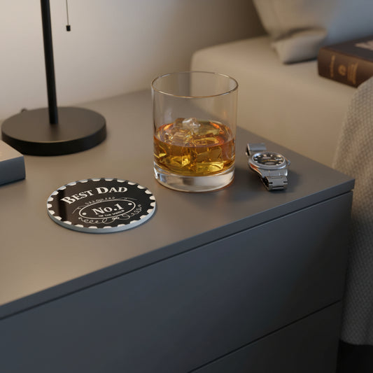 Best Dad Whiskey Style Printed Coaster