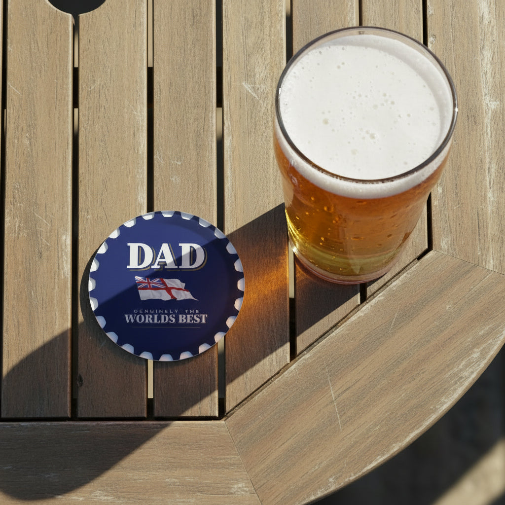 Best Dad Navy Rum Style Printed Coaster