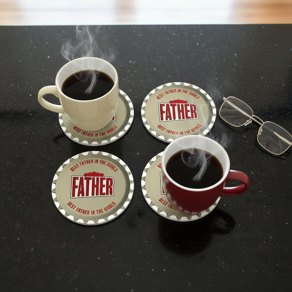 Best Father Beer Theme Printed Coaster