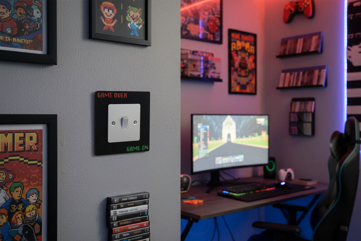 Game Over / Game On Light Switch Surrounds / Socket Surrounds