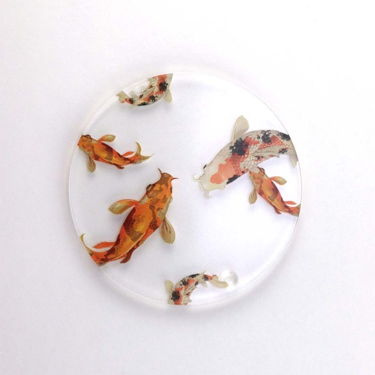 Koi Fish Pond Printed Coasters
