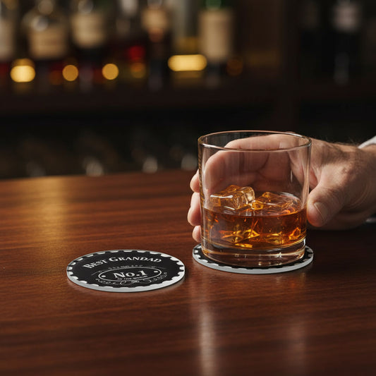 Best Grandad Whiskey Style Printed Coaster