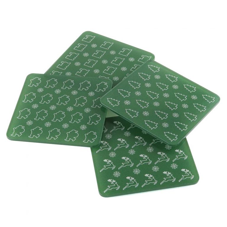 Green Christmas Coaster Set