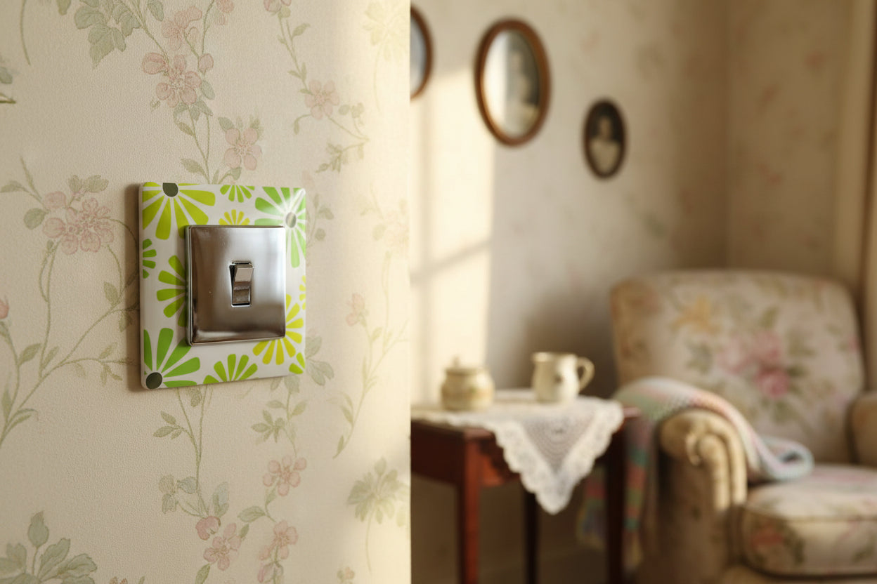 Green Flowers Light Switch Surrounds / Socket Surrounds