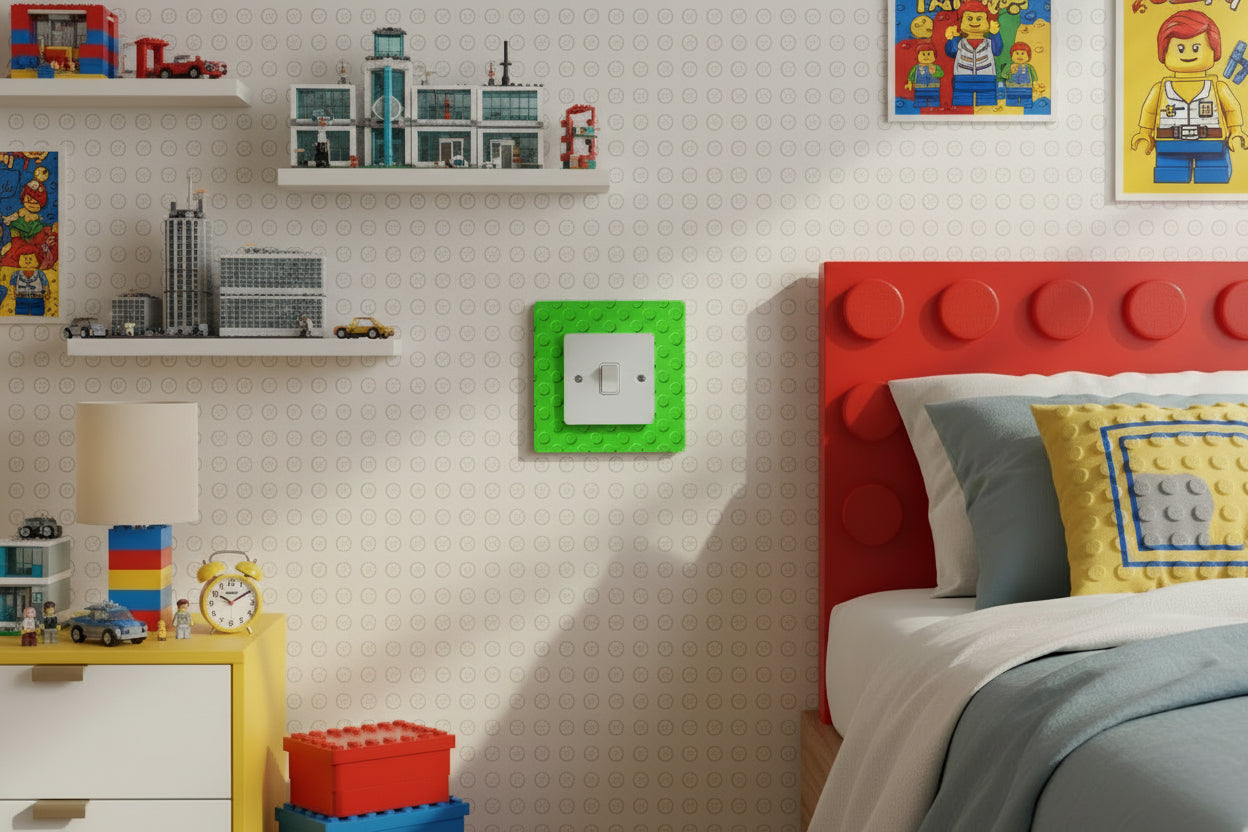 Lego Brick Light Switch Surrounds / Socket Surrounds – 4 Colours