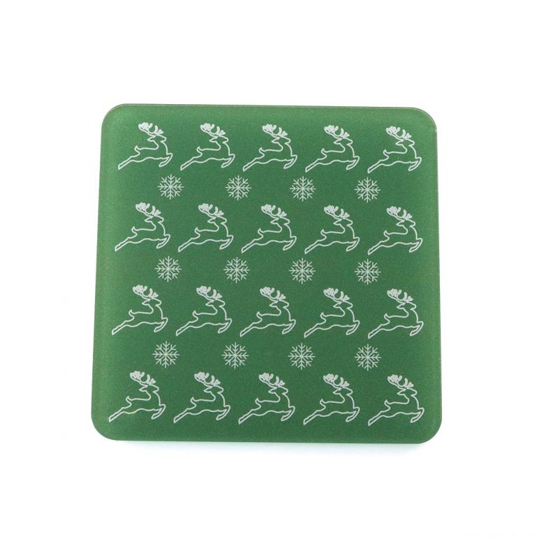 Green Christmas Coaster Set