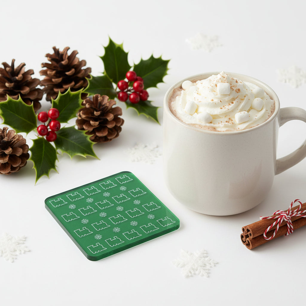 Green Christmas Coaster Set