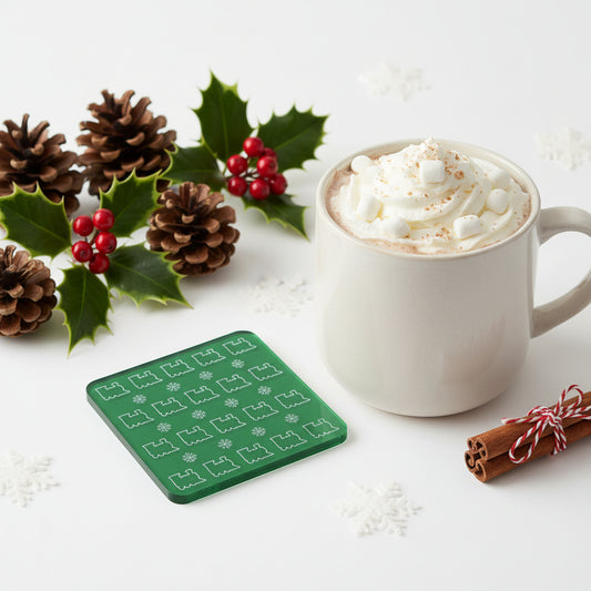 Green Christmas Coaster Set