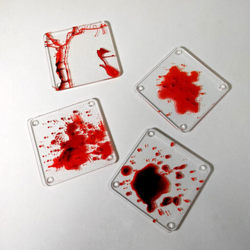 Set of 4 Blood Splat Square Coasters