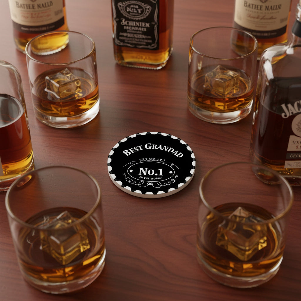 Best Grandad Whiskey Style Printed Coaster
