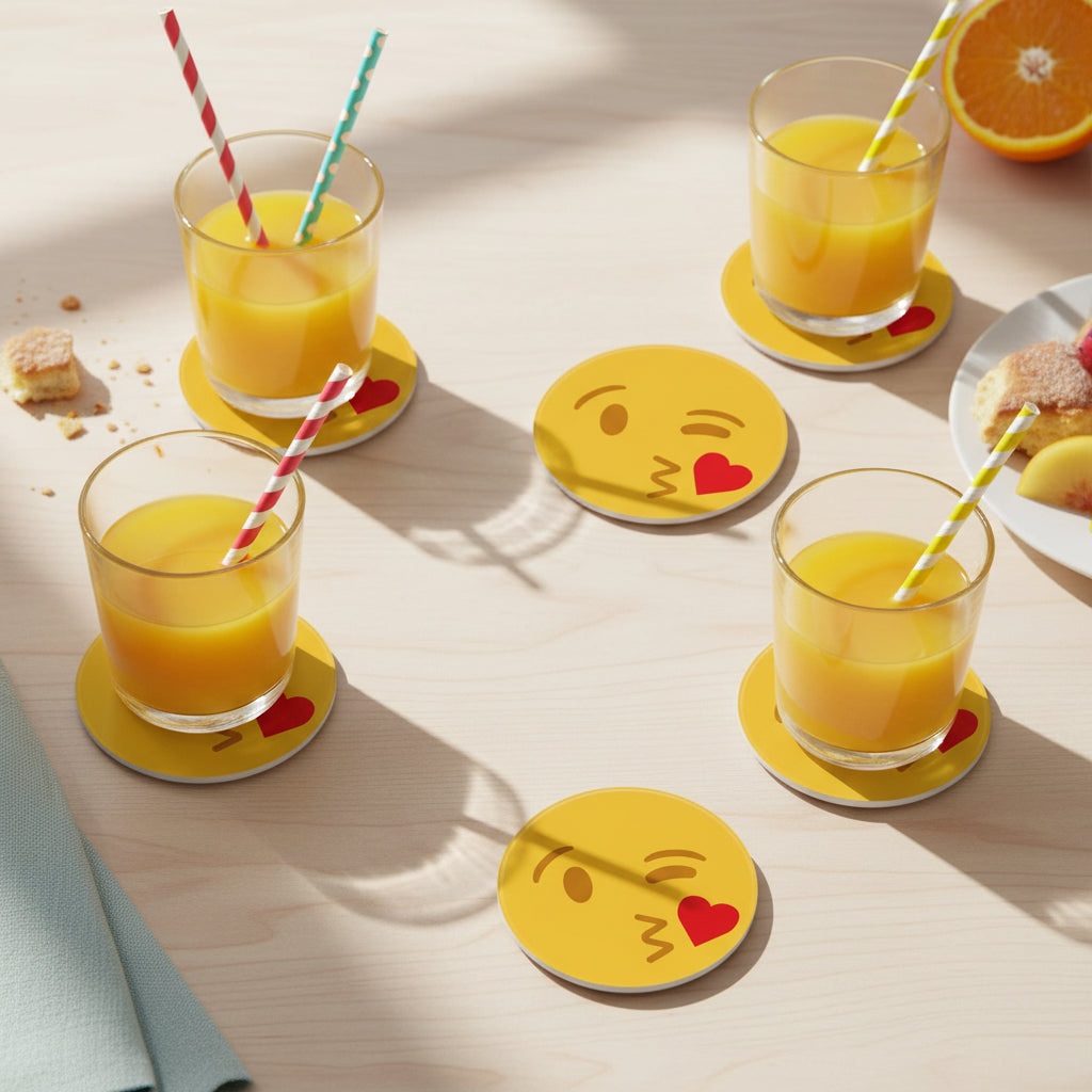 Blowing a Kiss Emoji Coaster