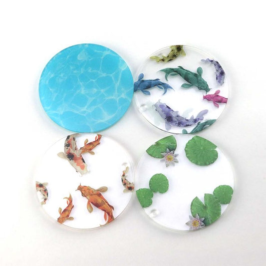Koi Fish Pond Printed Coasters