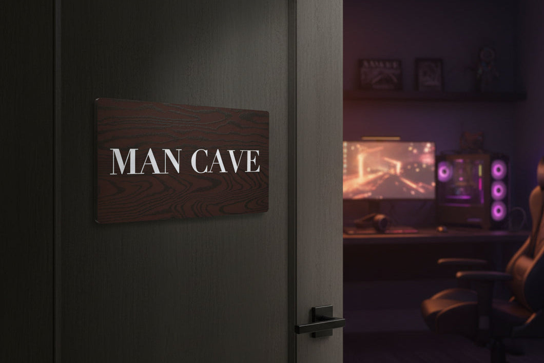 Man Cave Wood Effect Door Sign