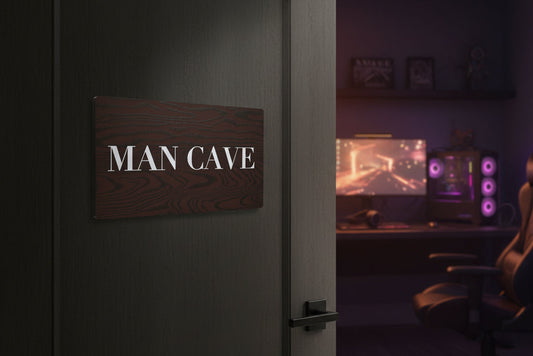 Man Cave Wood Effect Door Sign