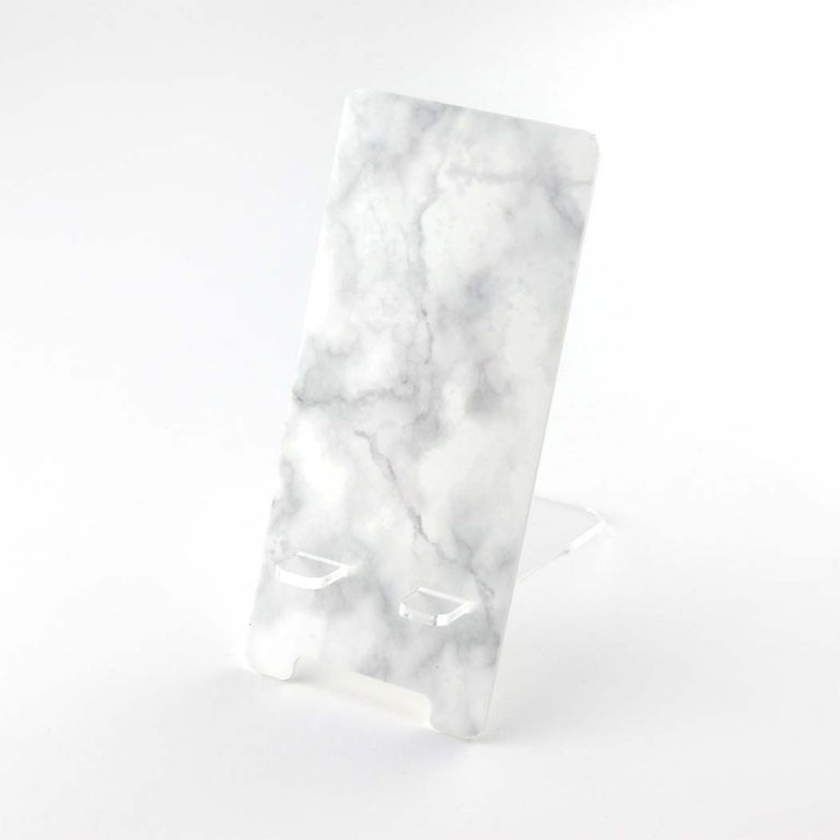 White Marble Effect Phone Holder and Coaster Set