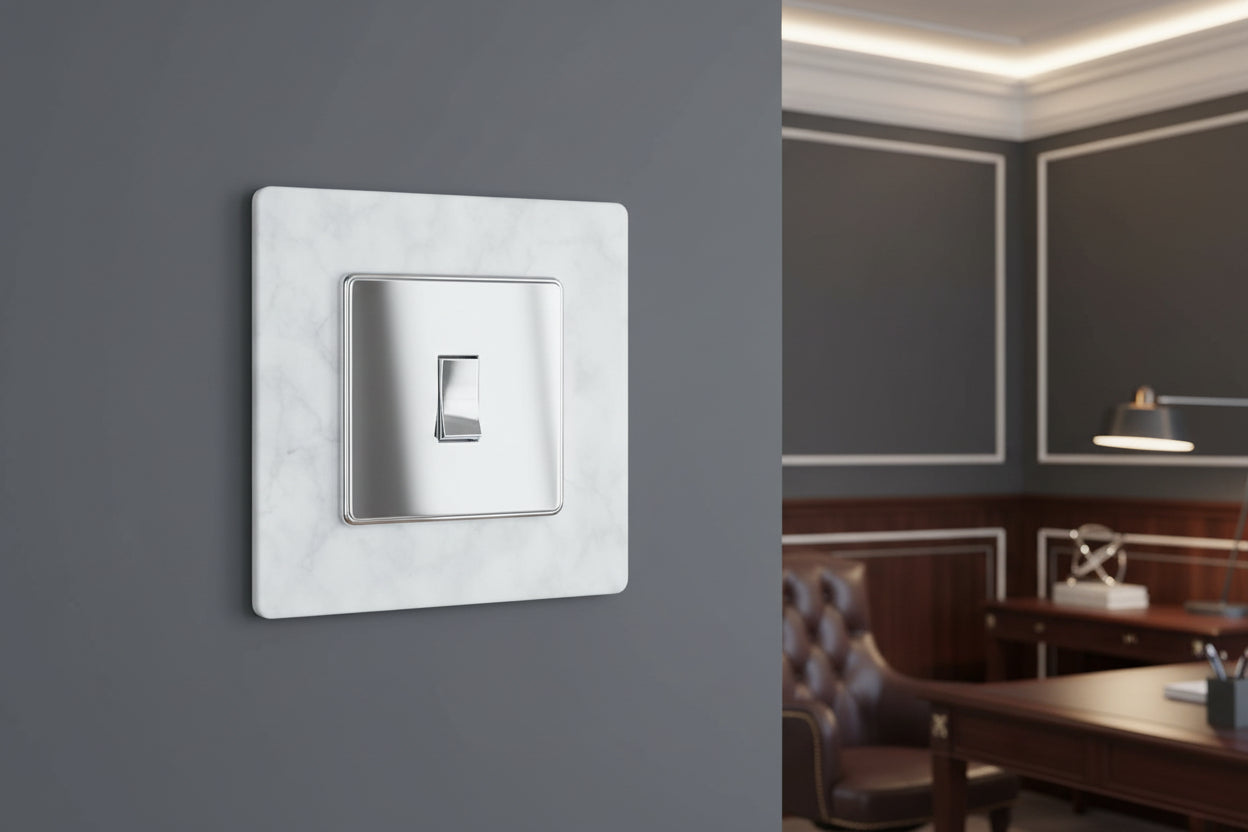 White Marble Effect Light Switch Surrounds / Socket Surrounds