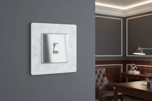 White Marble Effect Light Switch Surrounds / Socket Surrounds